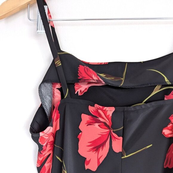Vintage Y2K Slip Dress, Floral Maxi Long Skirt, Black and Red Dainty Summer - Picture 6 of 6